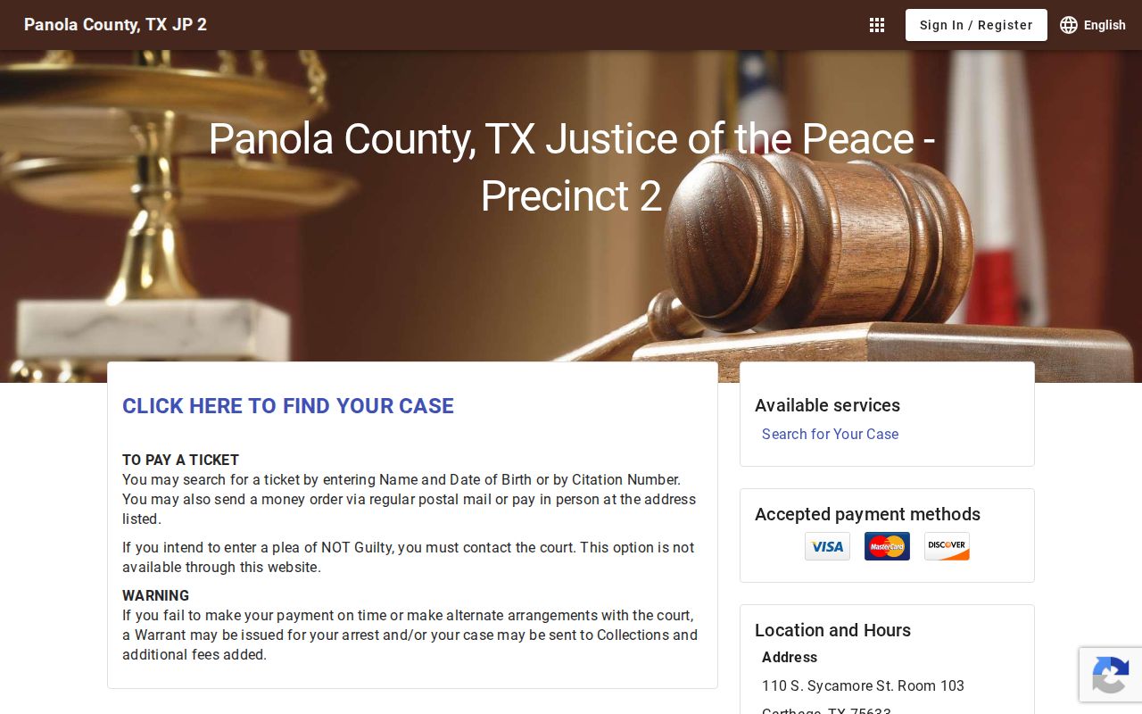 Panola County traffic court records JP 2 and 3 portal