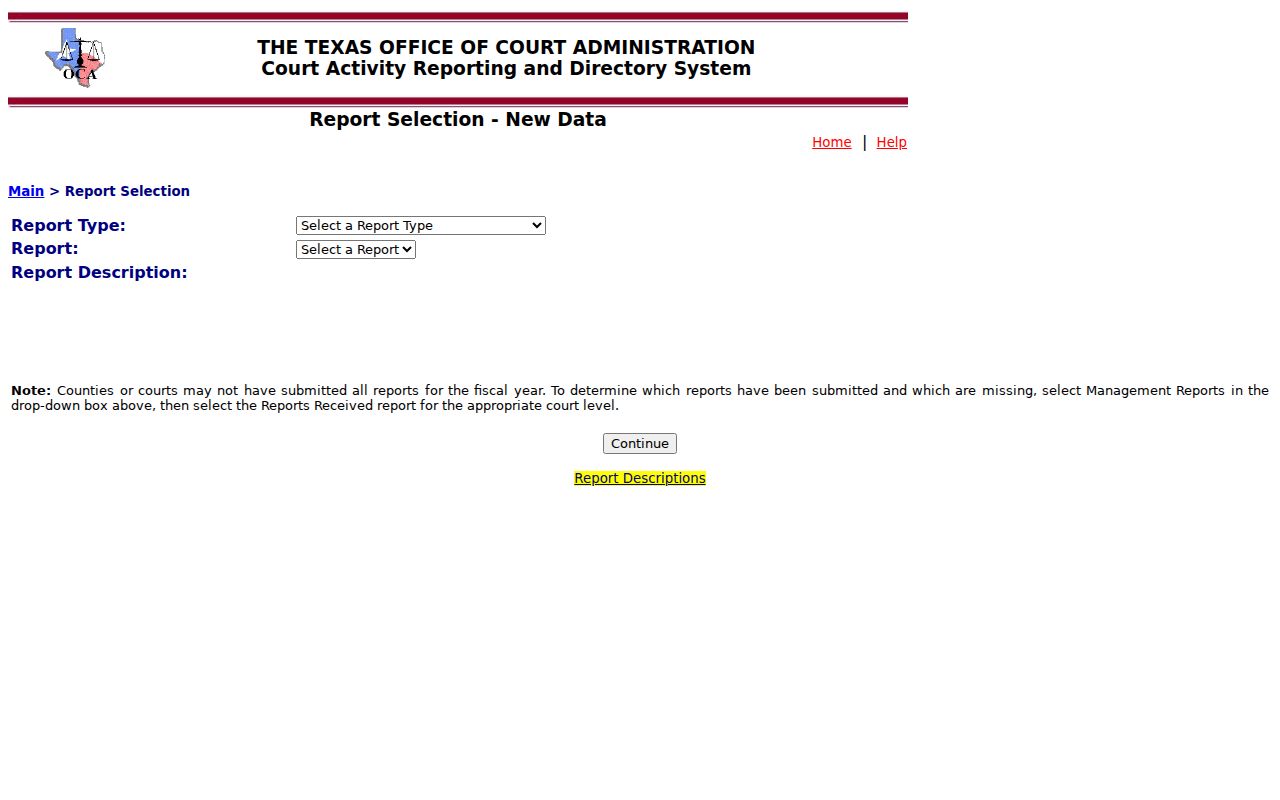 Panola County court docket activity report selector